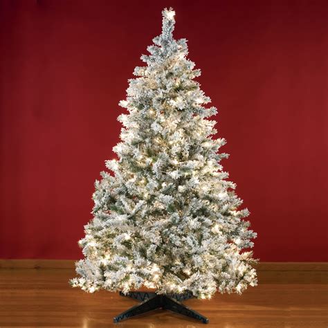 8 ft flocked christmas tree pre lit